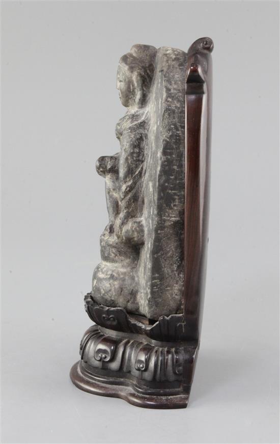 A Chinese limestone seated figure of Buddha, Northern Wei dynasty (386-535AD), total height 24cm